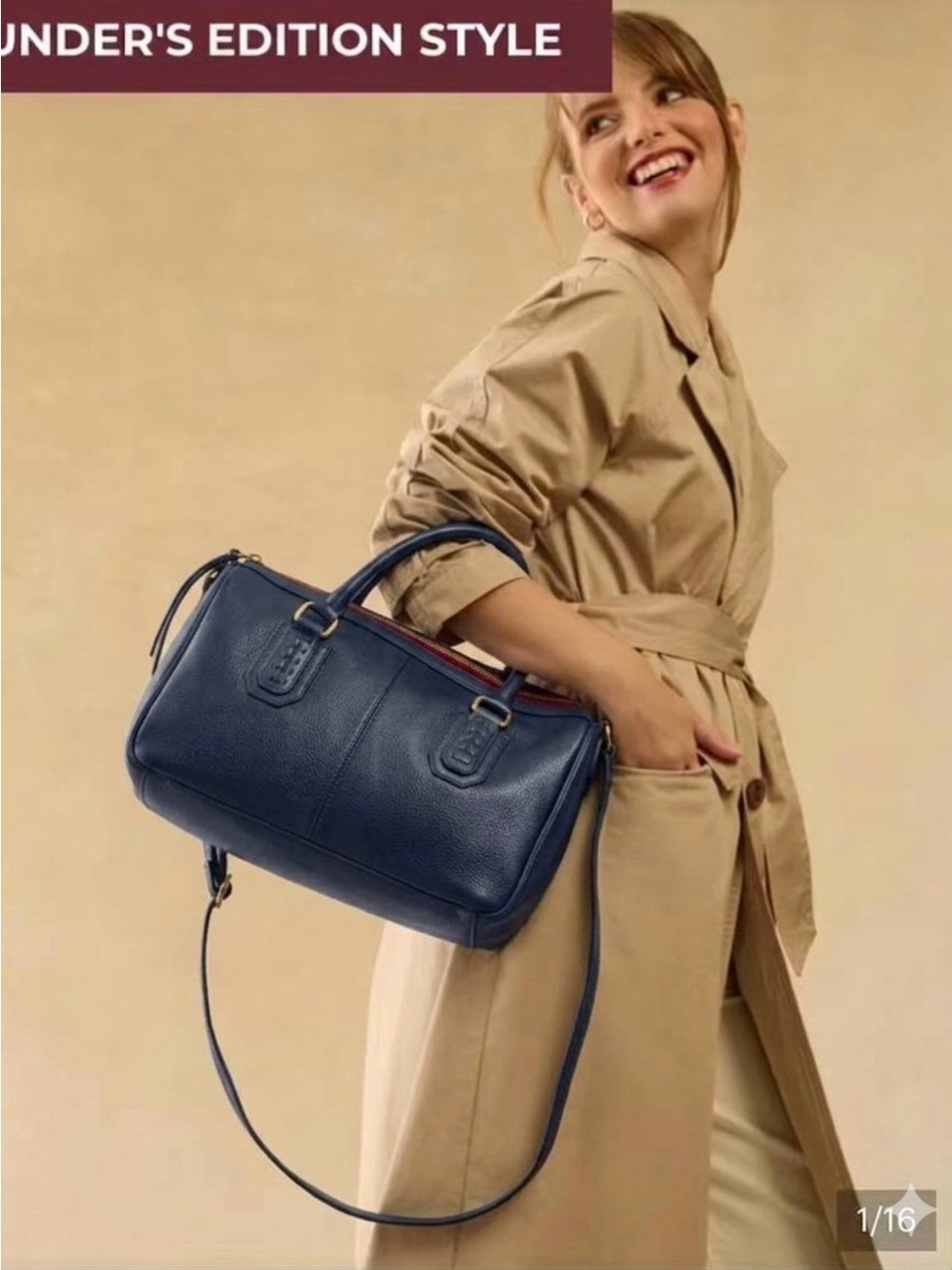 NWT Expedition Navy Horizon Leather Satchel Bag Blue